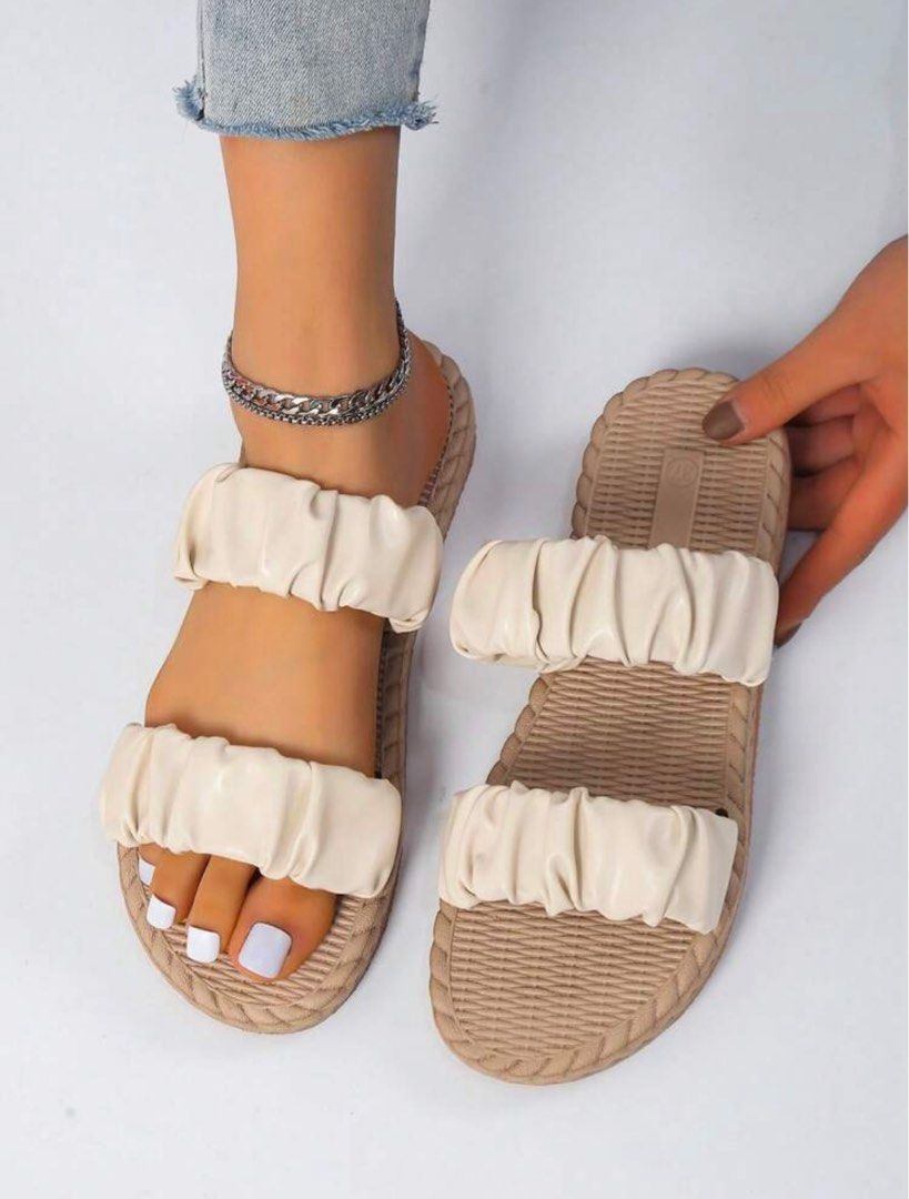 Ruched Sandals Women s Fashion Footwear Sandals on Carousell