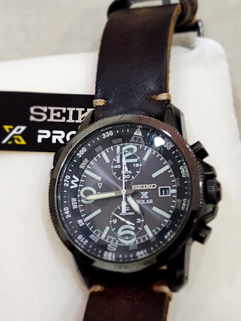 Seiko X Prospex Solar Alarm Chronograph PVD Black Men s Fashion