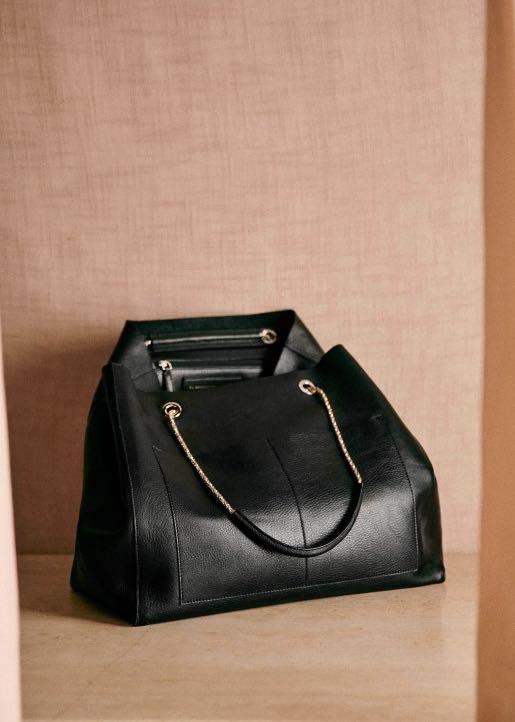 Sezane Gaby Tote Bag Smooth Black Women s Fashion Bags