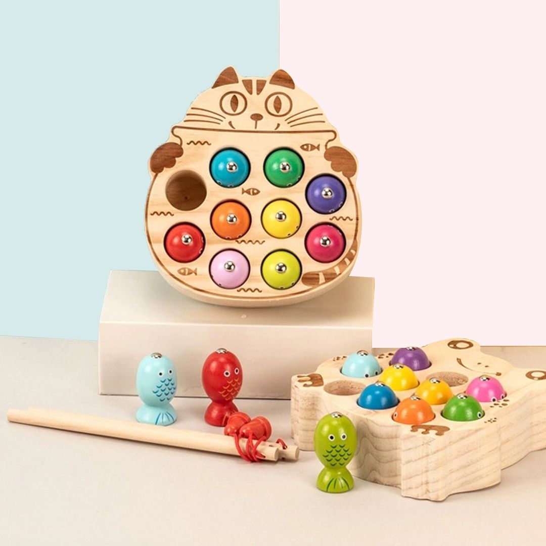 SG INSTOCK] Wooden Montessori magnetic Fishing toy for toddlers