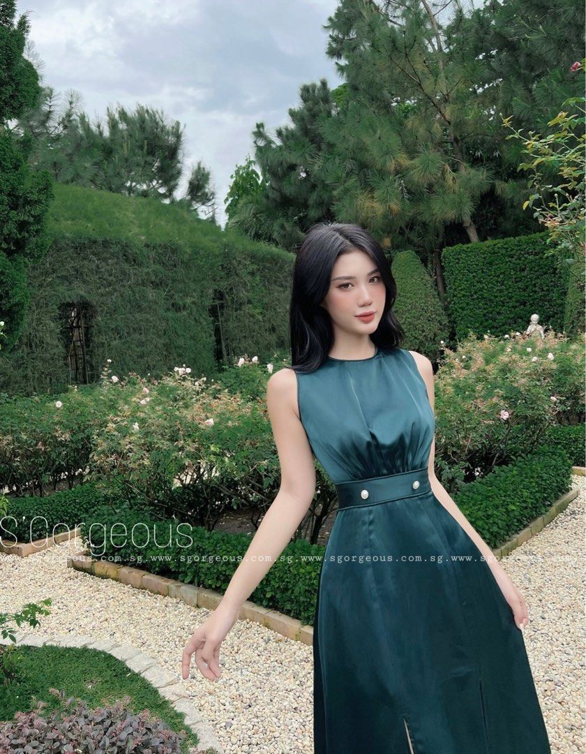 slim fit dress slacks PENELOPE WORK DRESS IN STEEL GREEN