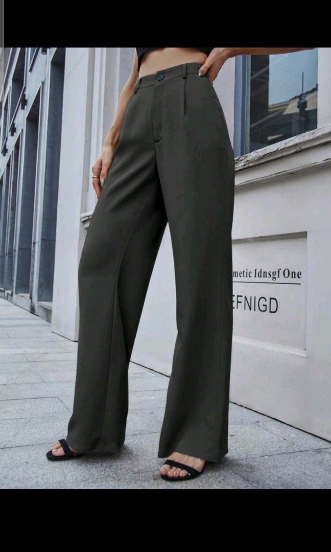 SHEIN Frenchy Solid High Waist Pants