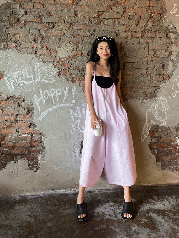 Stripes Baggy Spaghetti Strap Jumpsuit Women s Fashion Dresses