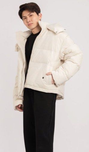 Mens cream puffer jacket sale
