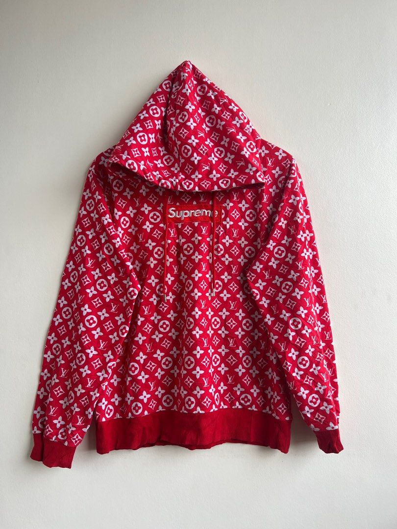 Supreme x hotsell lv red hoodie