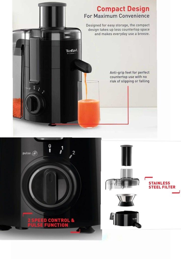 Tefal Juice Extractor Frutelia Plus ZE370 (ZE370865), TV & Home