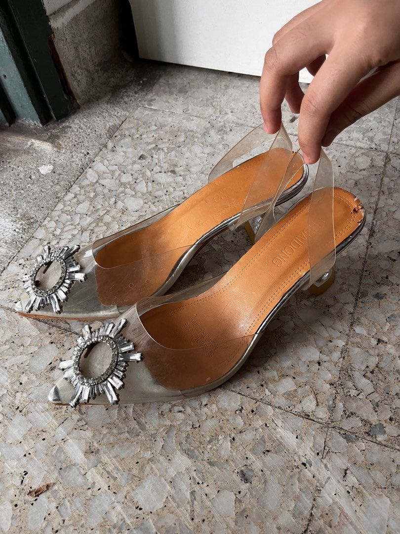 Transparent clear diamond heels