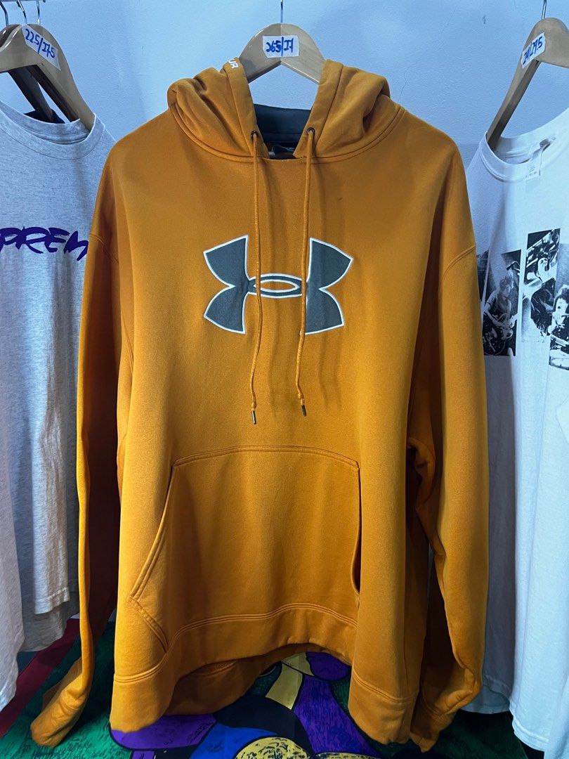 Under armour big logo hoodie 26.5 27 Men s Fashion Tops