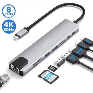 USB C Hub to HDMI-Compatible RJ45 Gigabit 1000Mbps Adapter OTG Thunderbolt 3 Dock with PD TF SD