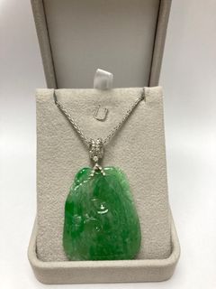 Used - Natural Fei Cui Pendant, Natural Fei Cui Authentication Certificate, 26 Diamonds 0.23 Carat629956985044501114