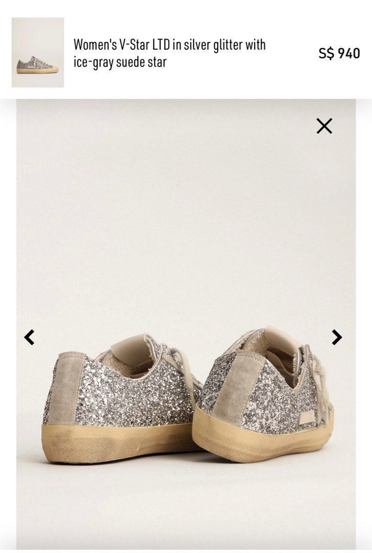 Golden Goose Women s V Star LTD in silver glitter with ice gray