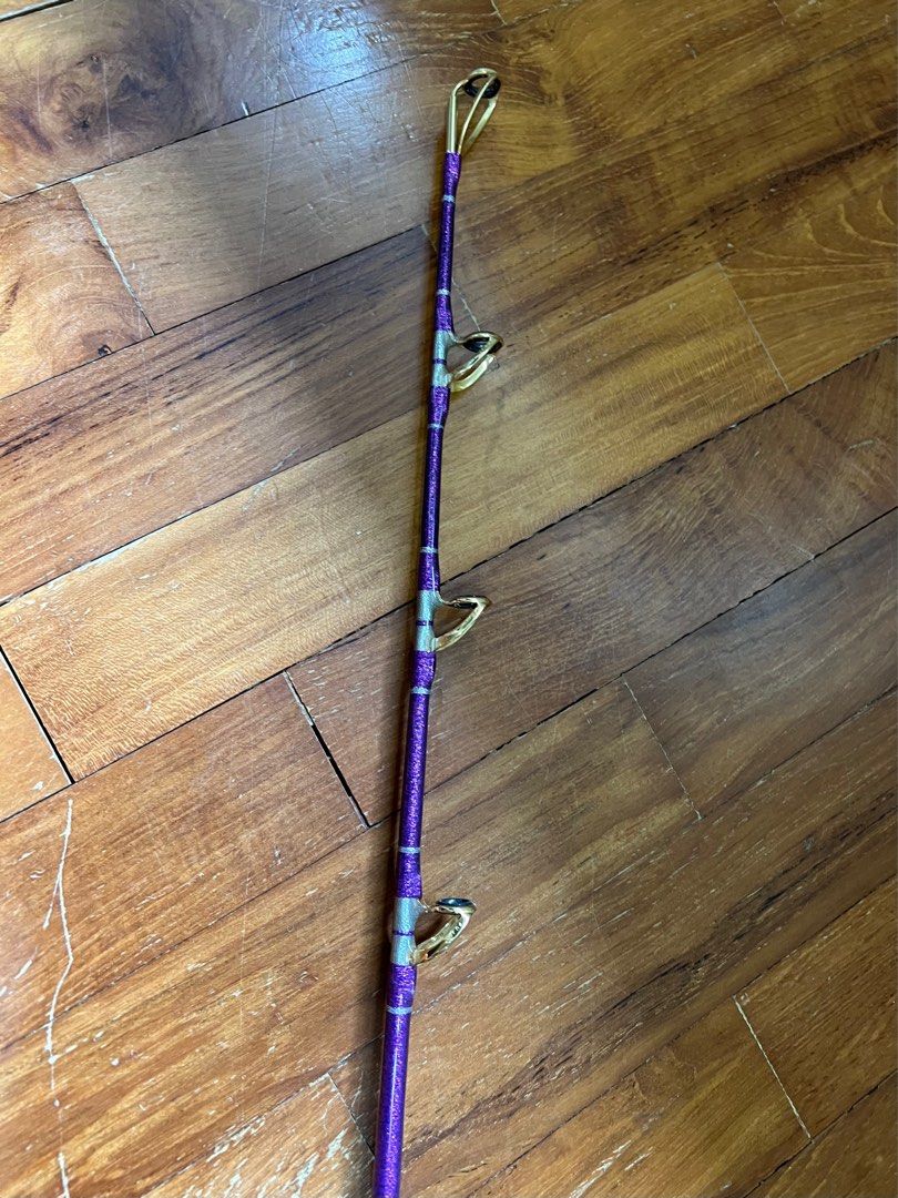 WTS: Electric Reel fishing Rod Sparkle Purple (custom made) take all 3  piece at $1200, Sports Equipment, Fishing on Carousell