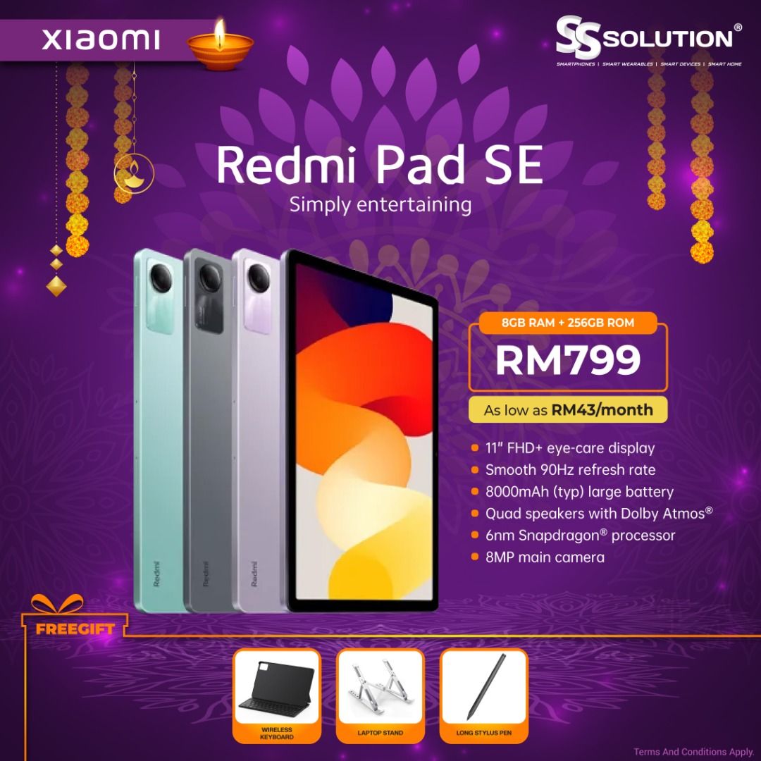 Tablet Xiaomi Redmi Pad Se 8gb-256gb Lavanda