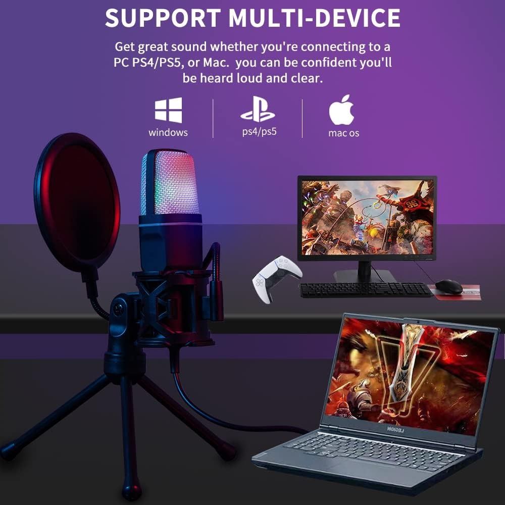 YANMAI RGB USB Condenser Microphone Cardioid Gaming Mic SF-666R with ...