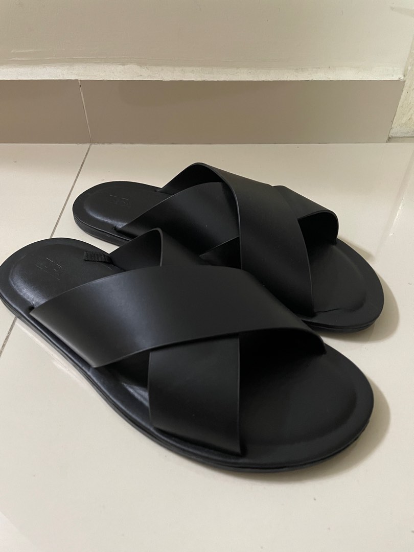 Zara | Shoes | Zara Flat Crisscross Leather Slider Slipon Womens Size3985  Sandals | Poshmark