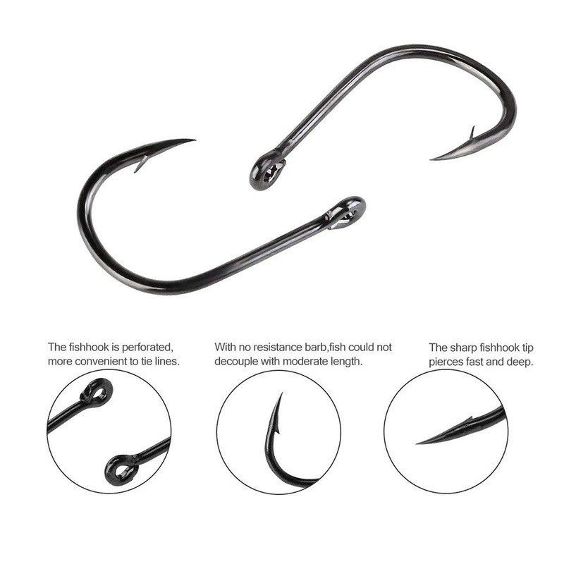 100Pcs Pack Set Carbon Steel Offset Worm Fishing Hooks / Circle Fish Hook  For Saltwater or Freshwater Catfish Bass / Fishing Tackle Accessories,  Sports Equipment, Fishing on Carousell