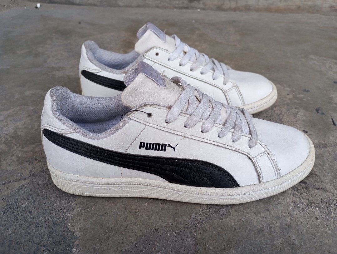 1027.Puma Smash Classic White Black Cowo Cewe Second produk size
