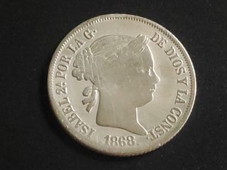 1868 20 Centimos - Isabella II | Spanish Era Philippine Silver Coin