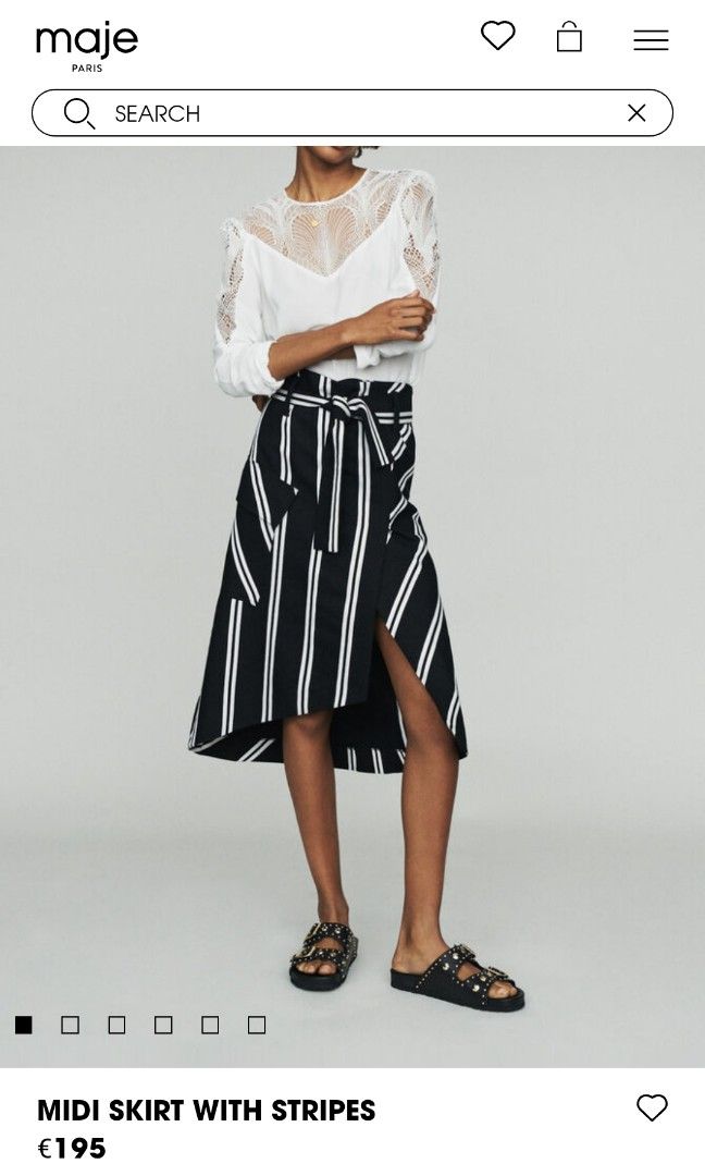 195 MAJE Stripe Skirt with Belt Women s Fashion Bottoms Skirts on Carousell