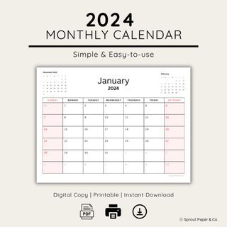 2024 Digital Monthly Calendar