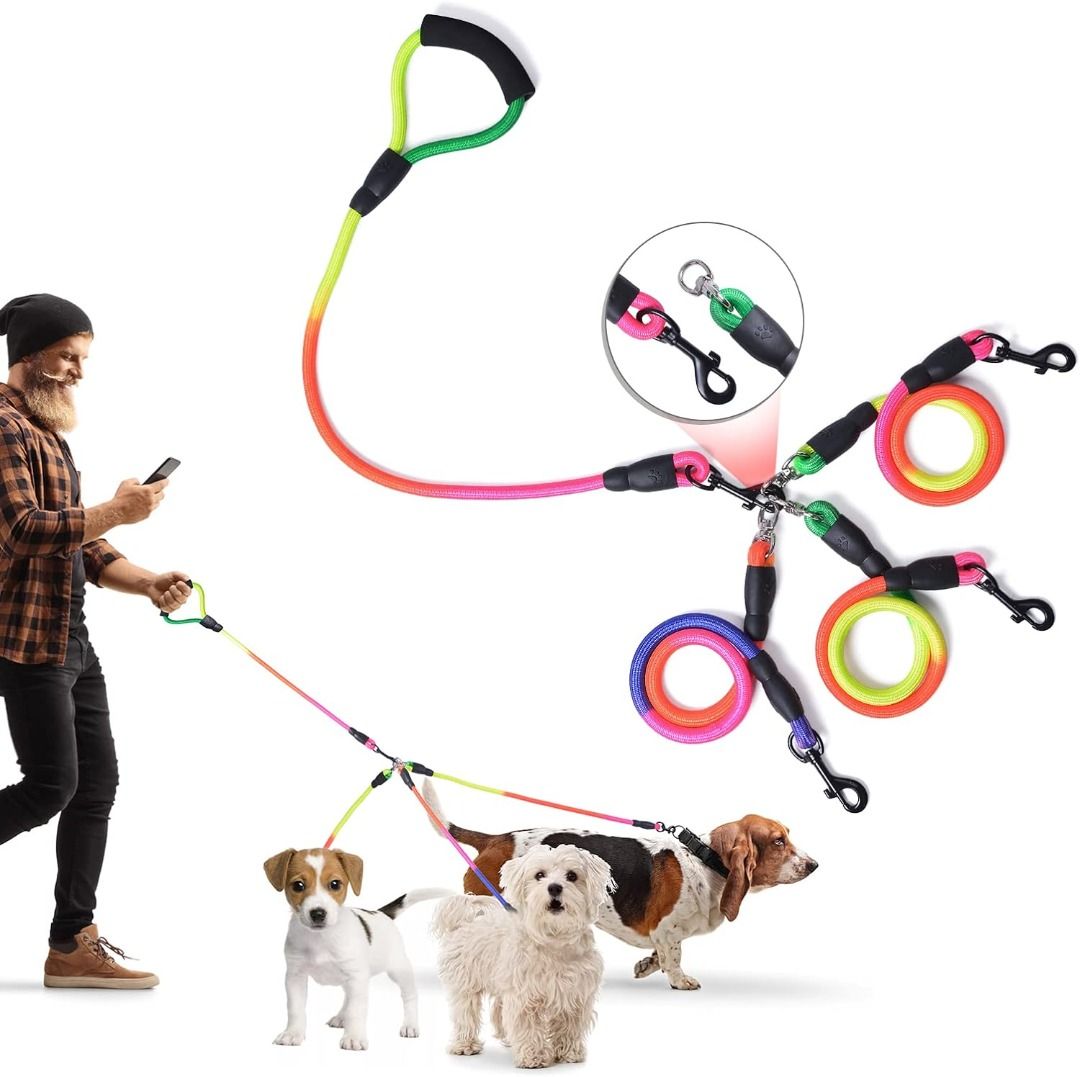 3 way Dog Leash 75 Inch Dog Leash Detachable 360 Swivel No Tangle with Soft Padded Handle for Small Medium Dogs PT048 APJT0387 Pet Supplies Homes Other Pet Accessories on Carousell