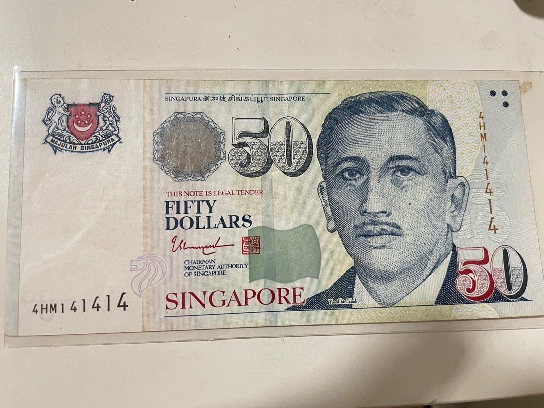 $50 note (Category: Currency) located in Singapore. Submitted by erictee6299 (Listing ID 1262889709, Image 1). Description: Nice number 🔥 4HM141414 super radar🔥.