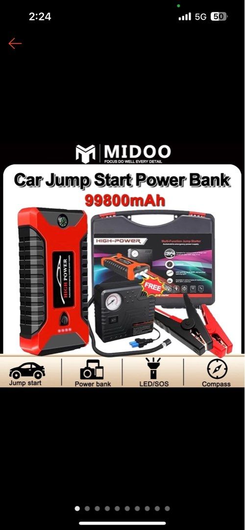 99800mAh Car Power Bank High Power Multi-function Car Jump Starter