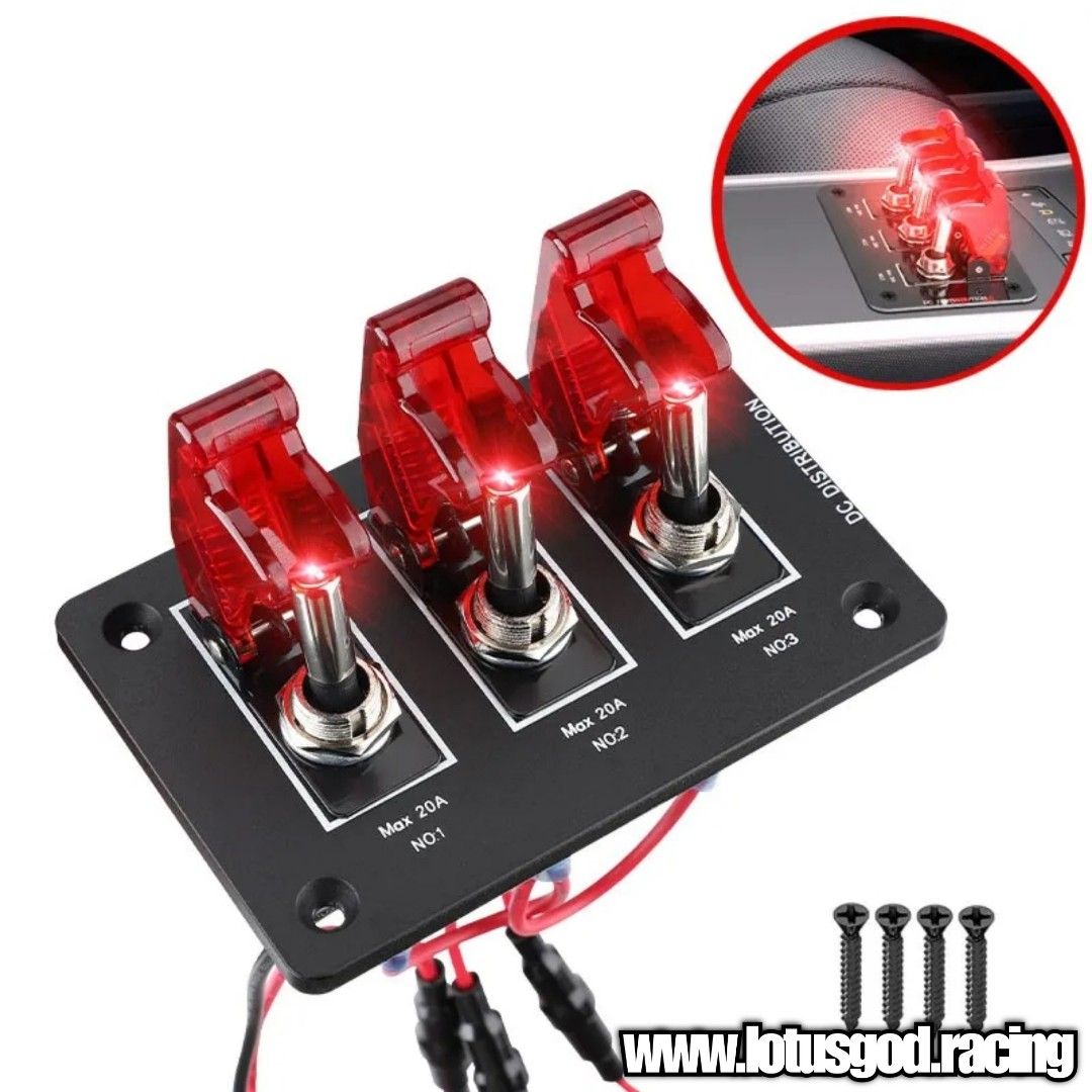 🤩 ! Racing Car 12V Ignition Red 3 Flip Up Down On Off Led Switch