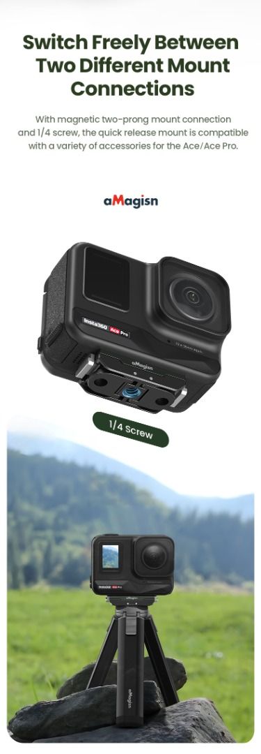 For Insta360 Ace Pro /Ace magnetic quick release base mount sports