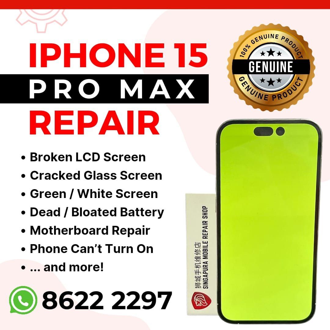 ✅ iPhone 13 17 16 14 15 Pro Max Green screen Repair, Lenovo HP Asus Acer Dell MSI INTC Macbook iPad Surface Google Pixel Samsung OPPO Xiaomi black Z Flip Fold shark Watch Rog S26 9 XR X XS 14 Pro Ultra Max Air Plus Laptop Notebook wifi Repair (Category: Electronics & Gadget Repairs) located in Singapore. Submitted by singapuramobilerepairshop (Listing ID 260038520, Image 1). Description: 🐲🐉Apple Authorised Independent Repair Provider (IRP)🐳🐬 