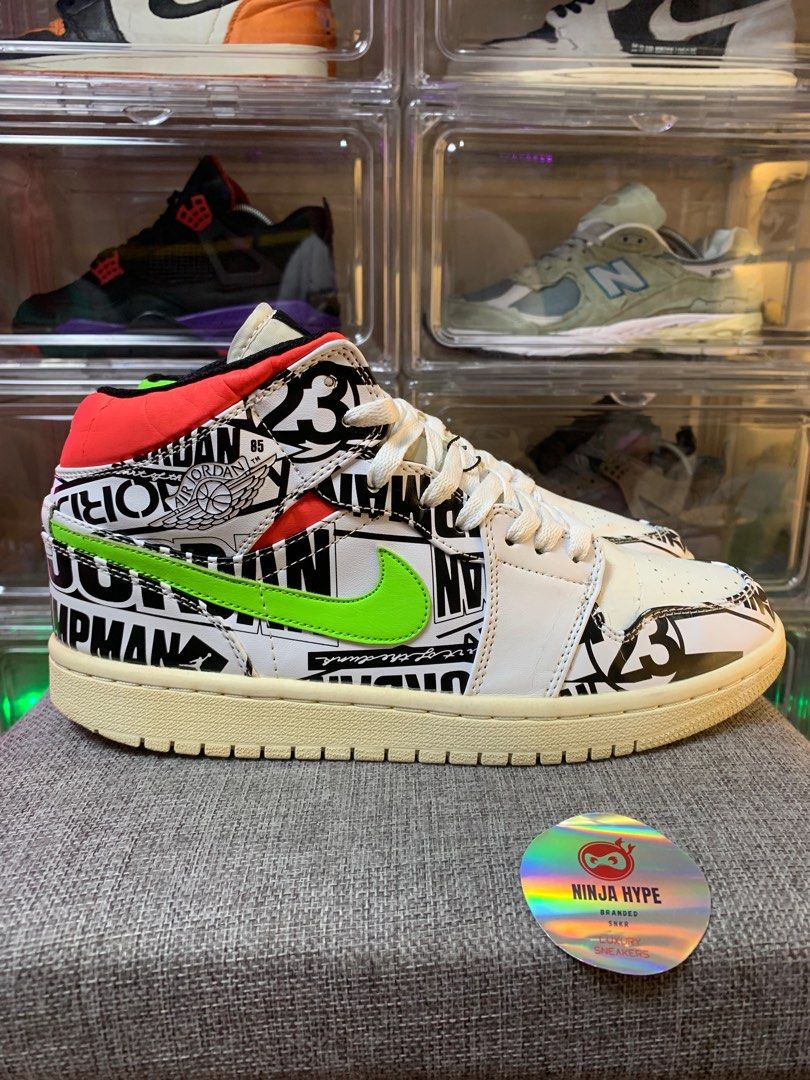 AIR JORDAN 1 MID OVER PRINT LOGOS AIR JORDAN 1 OVER PRINT AIR