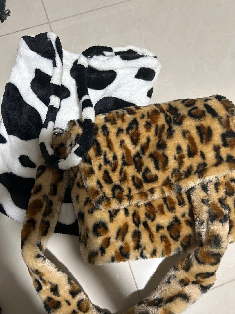 Furry leopard on sale print bag