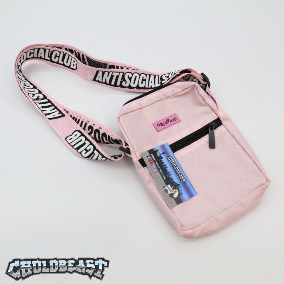 Anti Social Social Club Get Weird Side Bag Pink Women s Fashion
