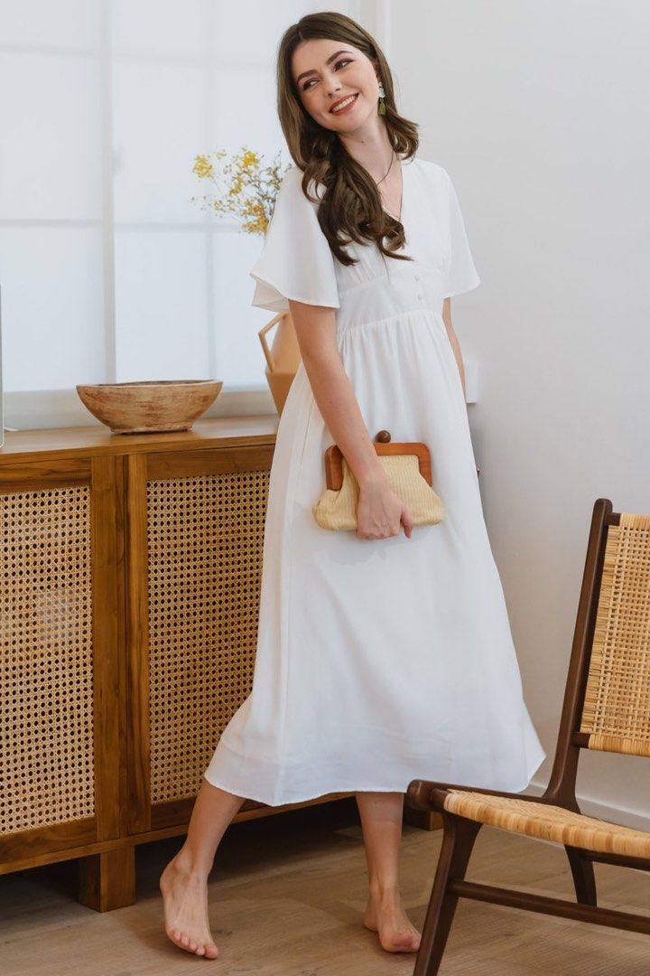 White linen flowy dress online