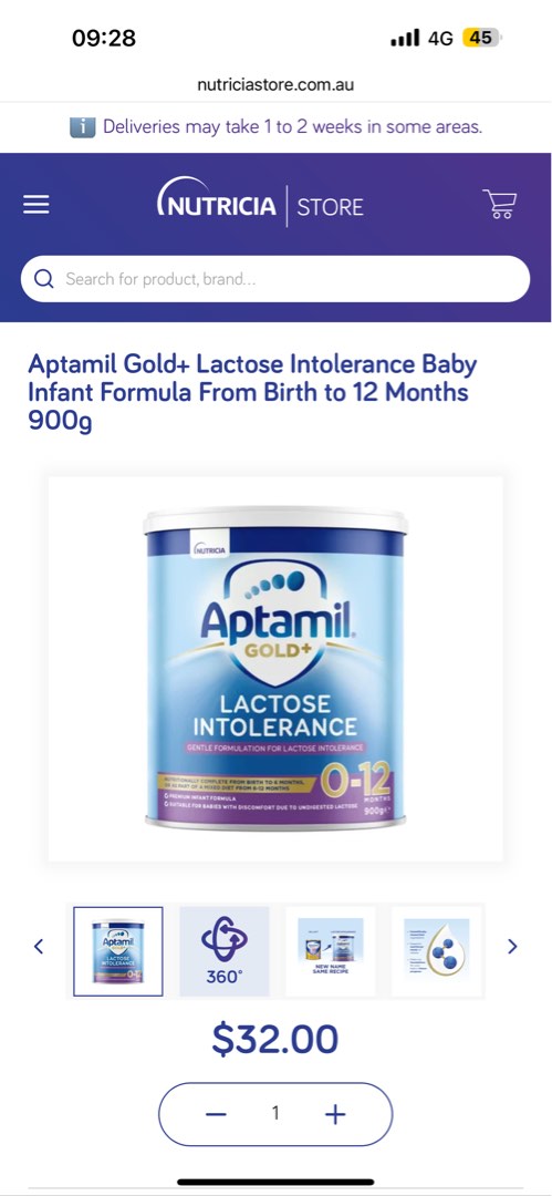Aptamil gold hotsell lactose free