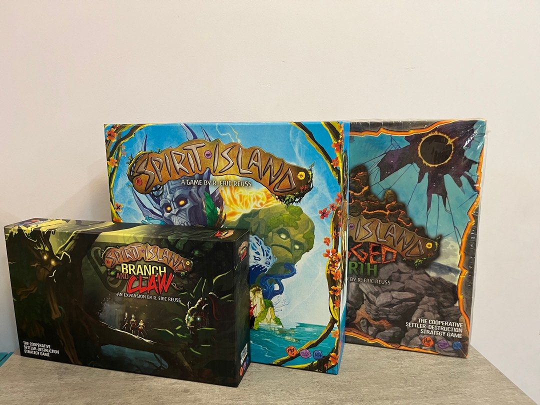 Spirit Island Expansions branch and Claw, Jagged Earth, Feather