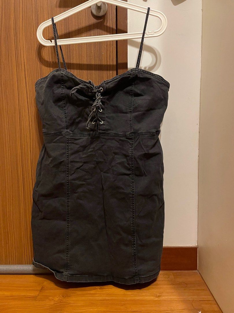 Black denim shop dress primark