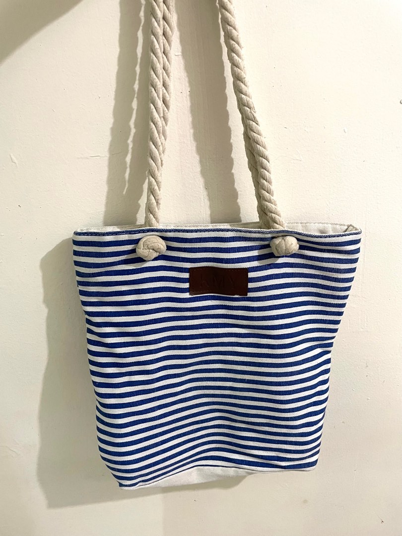 Blue and white striped bag, Women's Fashion, Bags & Wallets, Shoulder ...