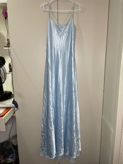 Blue Bridesmaid Gown / Sky Blue long float dress / Satin Gown