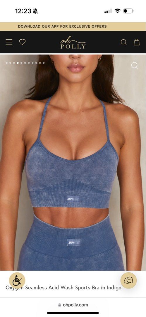 Bo+Tee Oxygen Seamless Acid Wash Sports Bra Women's Size Small