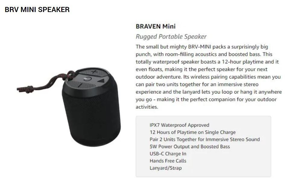BRAVEN Brv Mini Rugged Portable Speaker - Black (Retail Price: $79), Audio,  Soundbars, Speakers & Amplifiers on Carousell