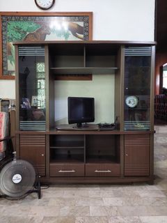 Tv Cabinet with glass cabinets, drawers and shelves