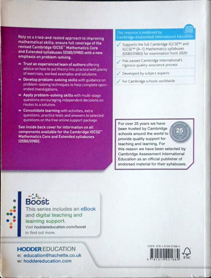 Cambridge igcse mathematics core and extended fourth edition hobbies