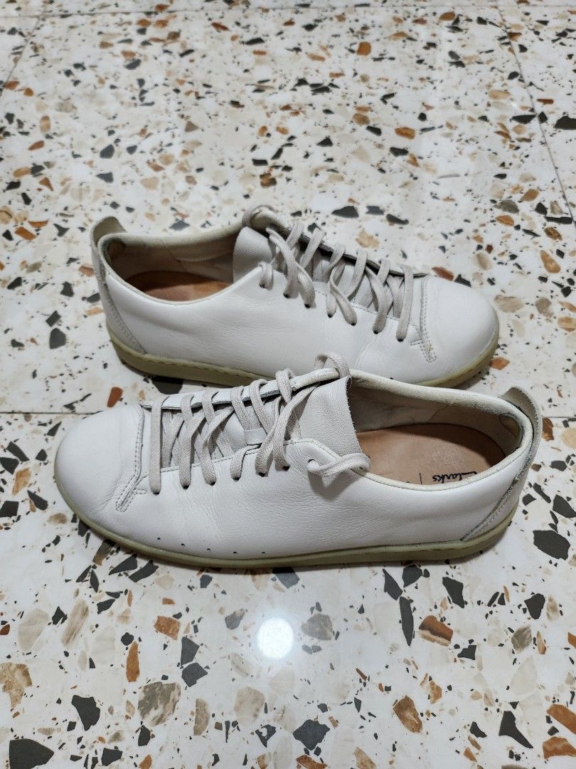 Clarks Nathan Lace Leather Sneakers White Men Shoes US10.5 Men s