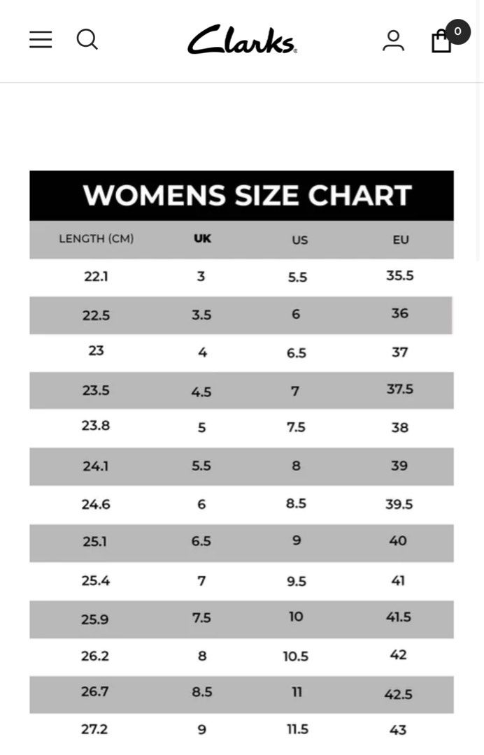 Clarks originals new arrivals size chart