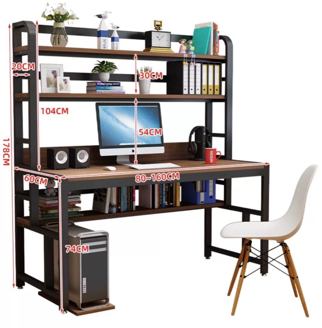 Computer study table with shelf. Type A, Furniture & Home Living ...
