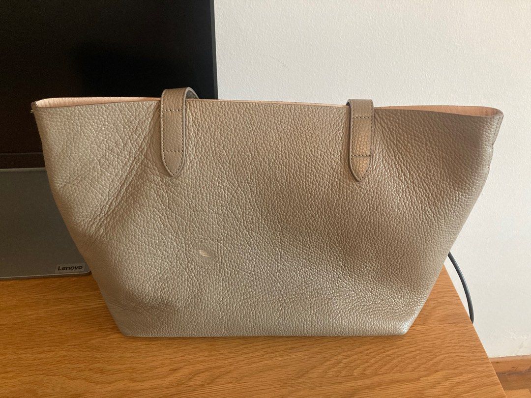 Cuyana Small Structured Leather Tote Stone Blush