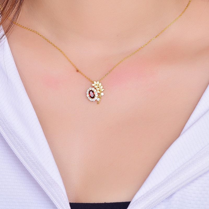 Dainty 925 Gold Plated Garnet Necklace Perfect for Every