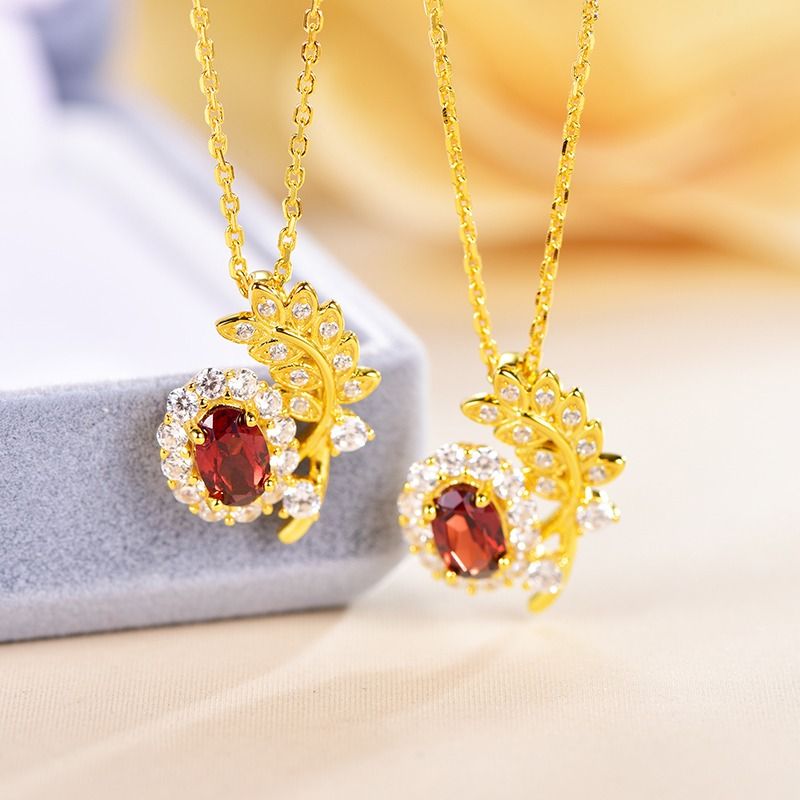 Dainty 925 Gold Plated Garnet Necklace Perfect for Every