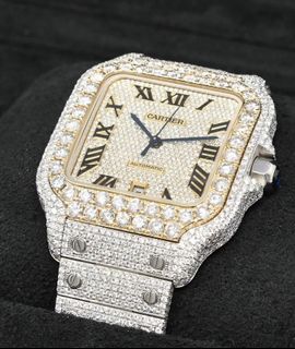 Cartier santos outlet diamond bezel
